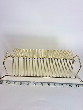 Vintage Mid-Century Modern Gold Tone Wire Record Rack- Mail Organizer